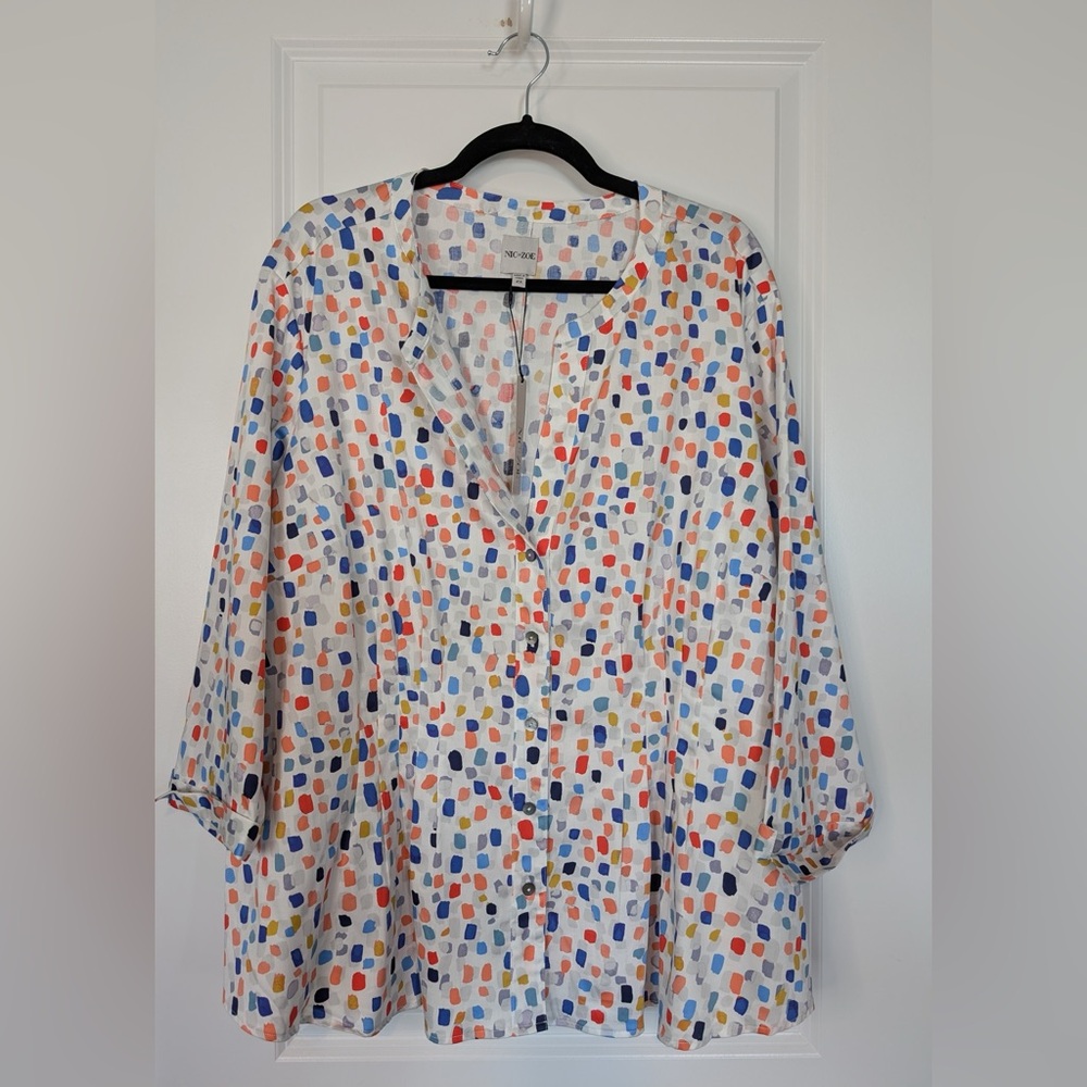 NIC+ZOE Women's Plus Size Seaglass Shirt Multicolored NWT in Size 2X
